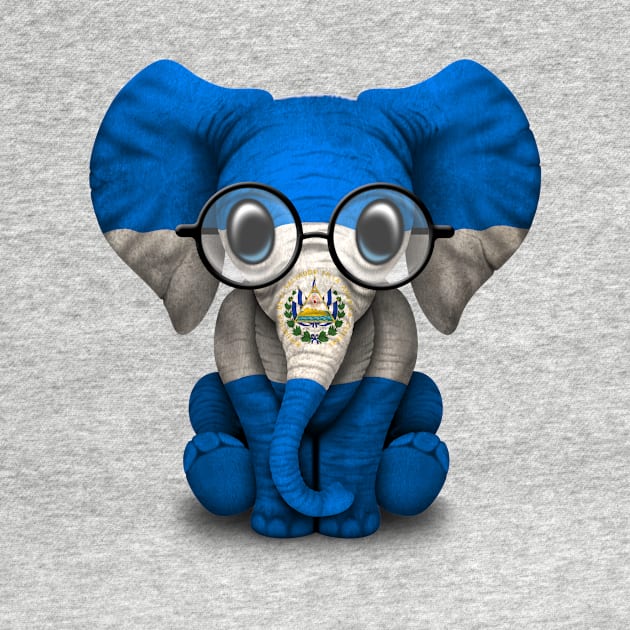 Baby Elephant with Glasses and Salvadorian Flag by jeffbartels